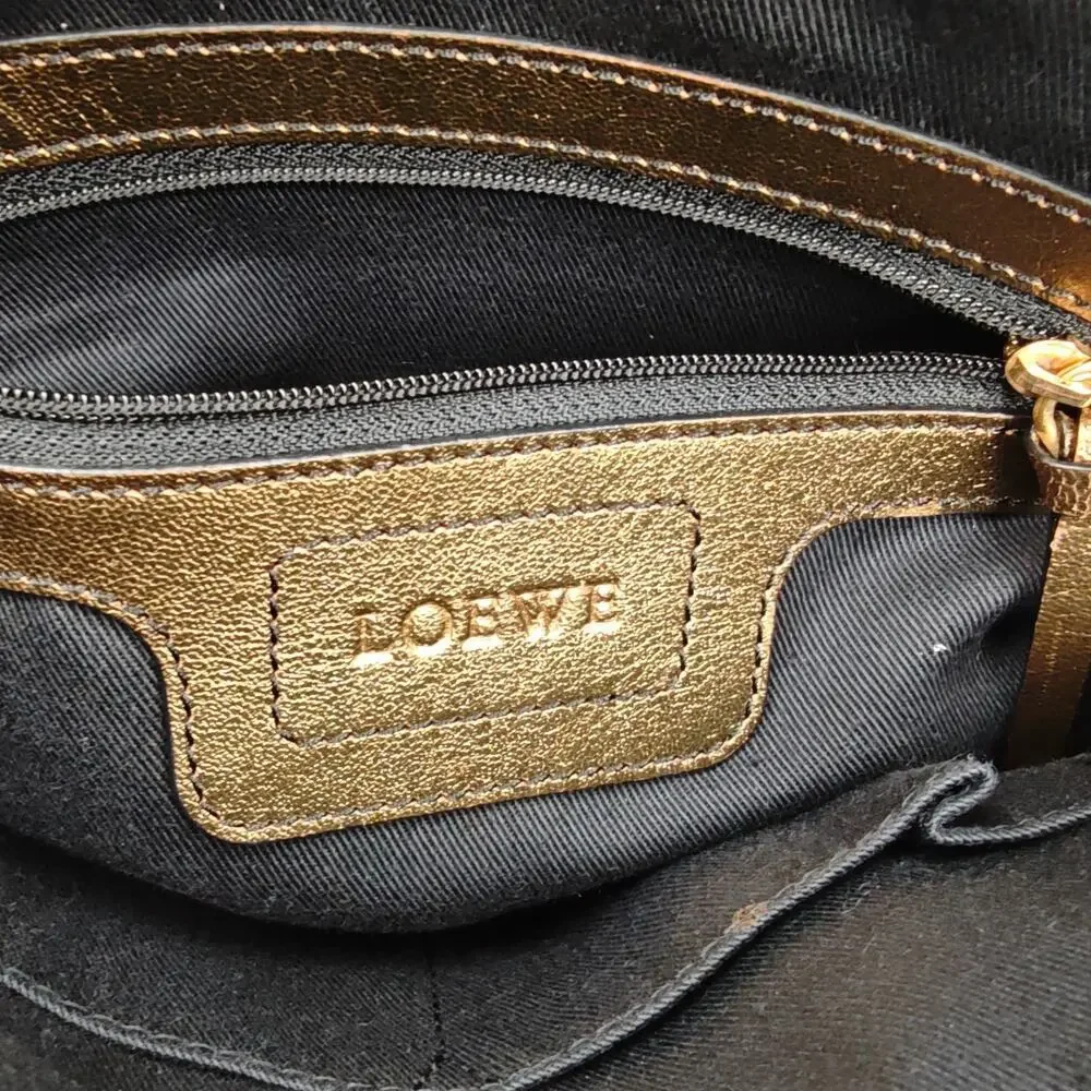 Vintage Loewe Anagram Black Nylon Leather Handbag Shoulder Bag